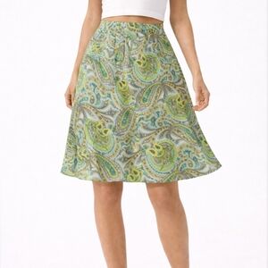 Vintage Y2K Paisley Green and Blue Women's Skirt Midi Cottage Core Fairy Small M
